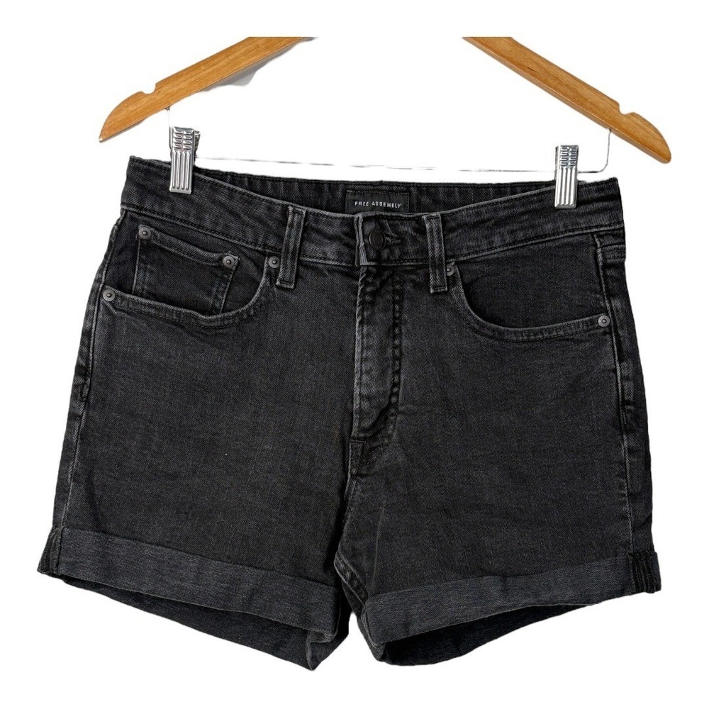 Free‎ Assembly Black Wash Denim Jean Shorts Rolled Cuff Women Size 10